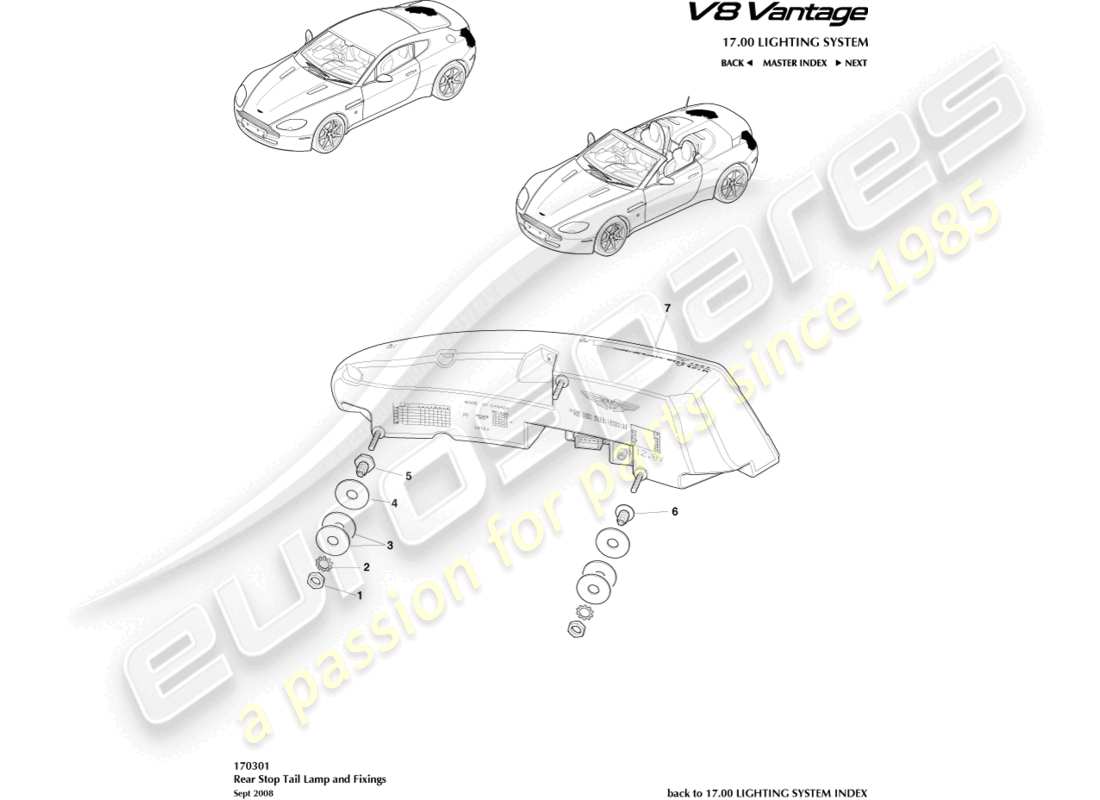 a part diagram from the aston martin v8 vantage (2018) parts catalogue