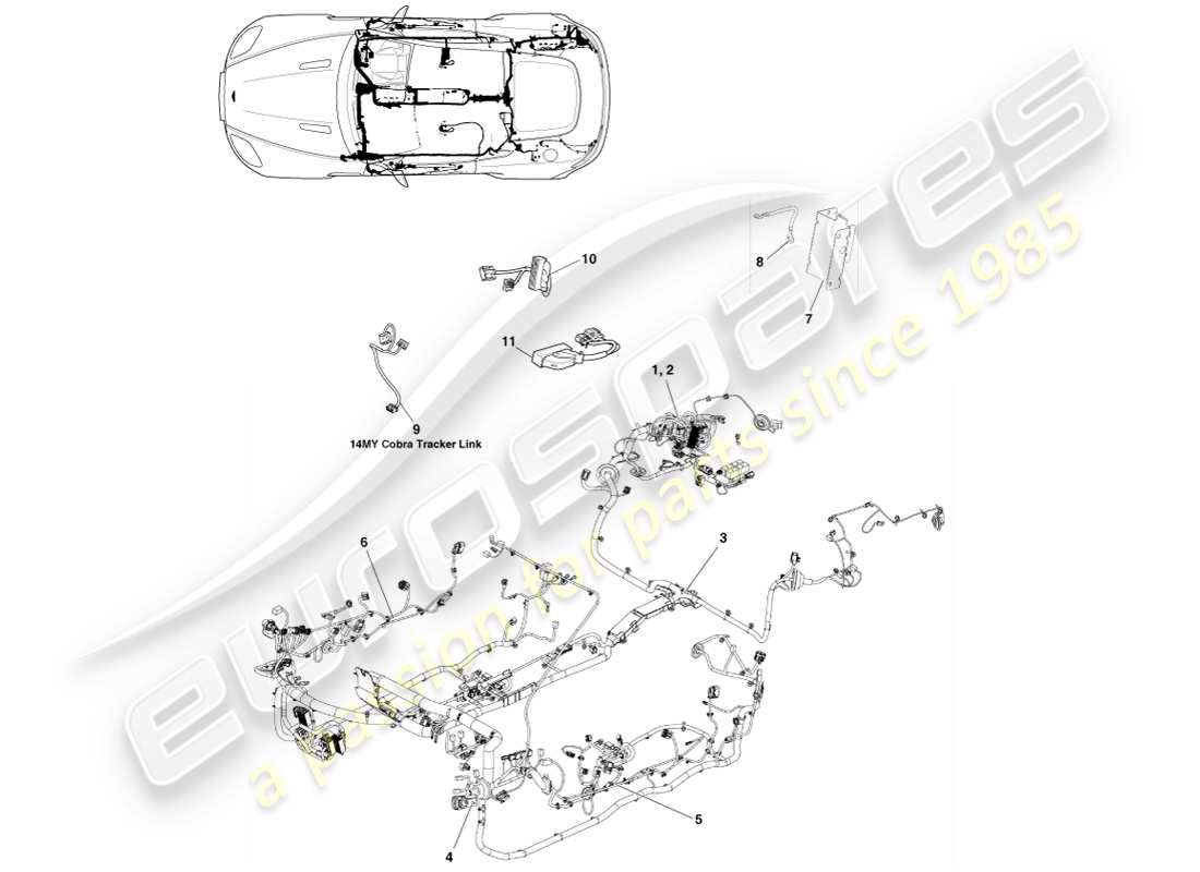 a part diagram from the aston martin v8 vantage (2005) parts catalogue