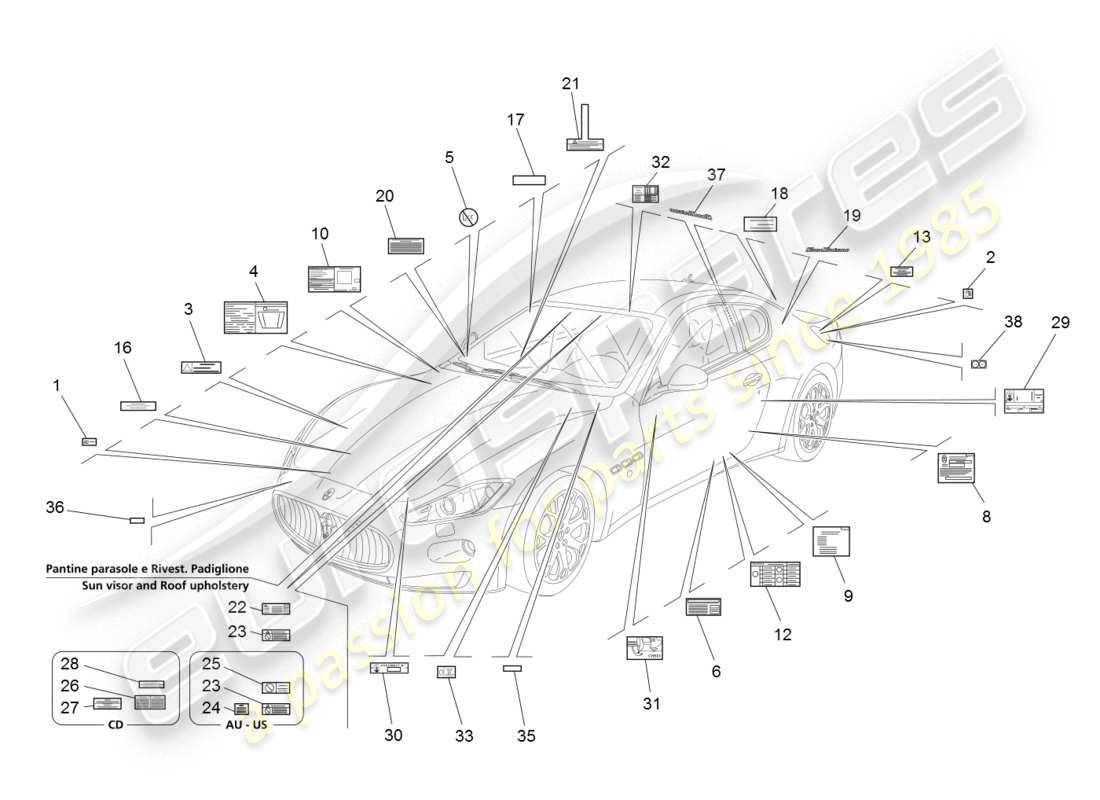 a part diagram from the Maserati GranTurismo (2008) parts catalogue