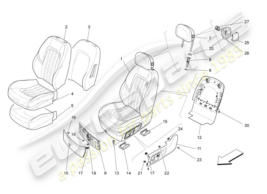 a part diagram from the maserati qtp 3.0 bt v6 410hp (2014) parts catalogue