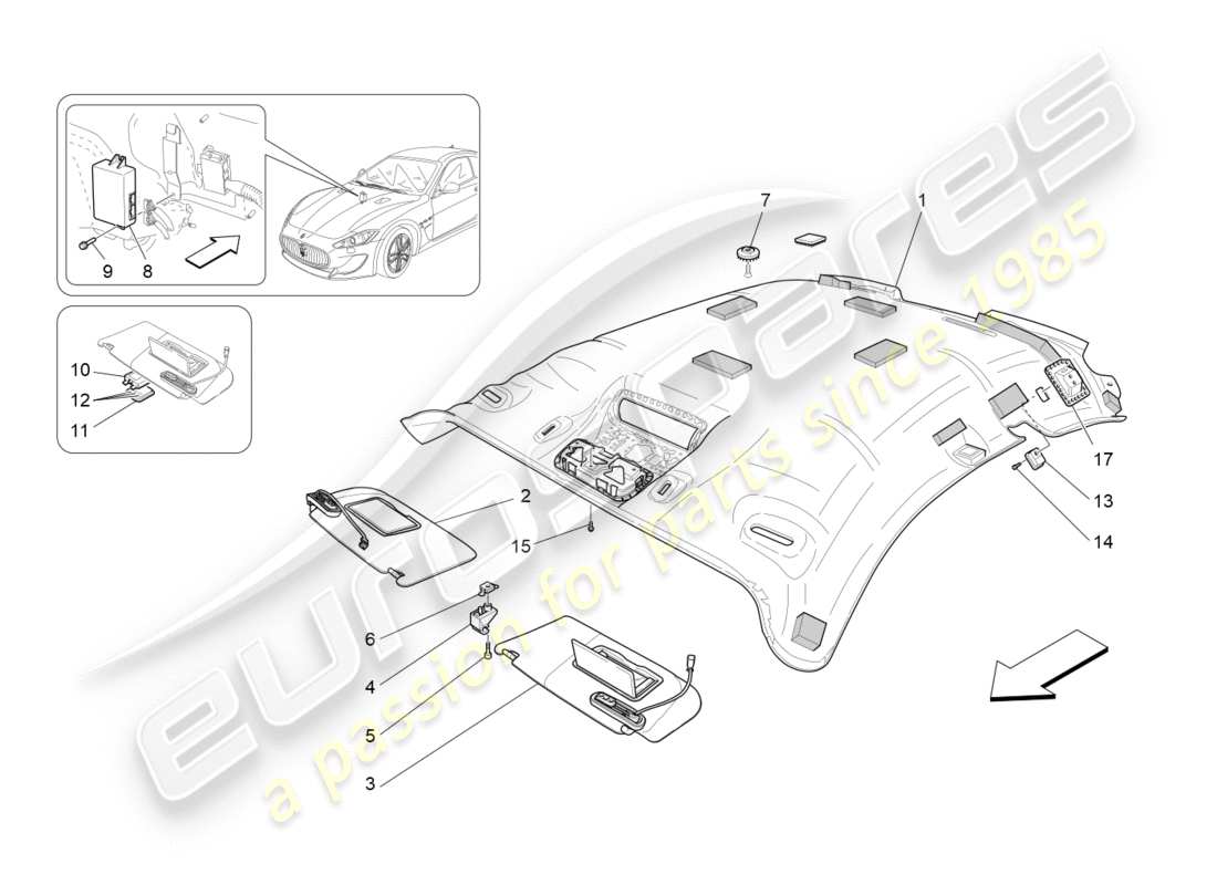 a part diagram from the maserati granturismo s (2015) parts catalogue