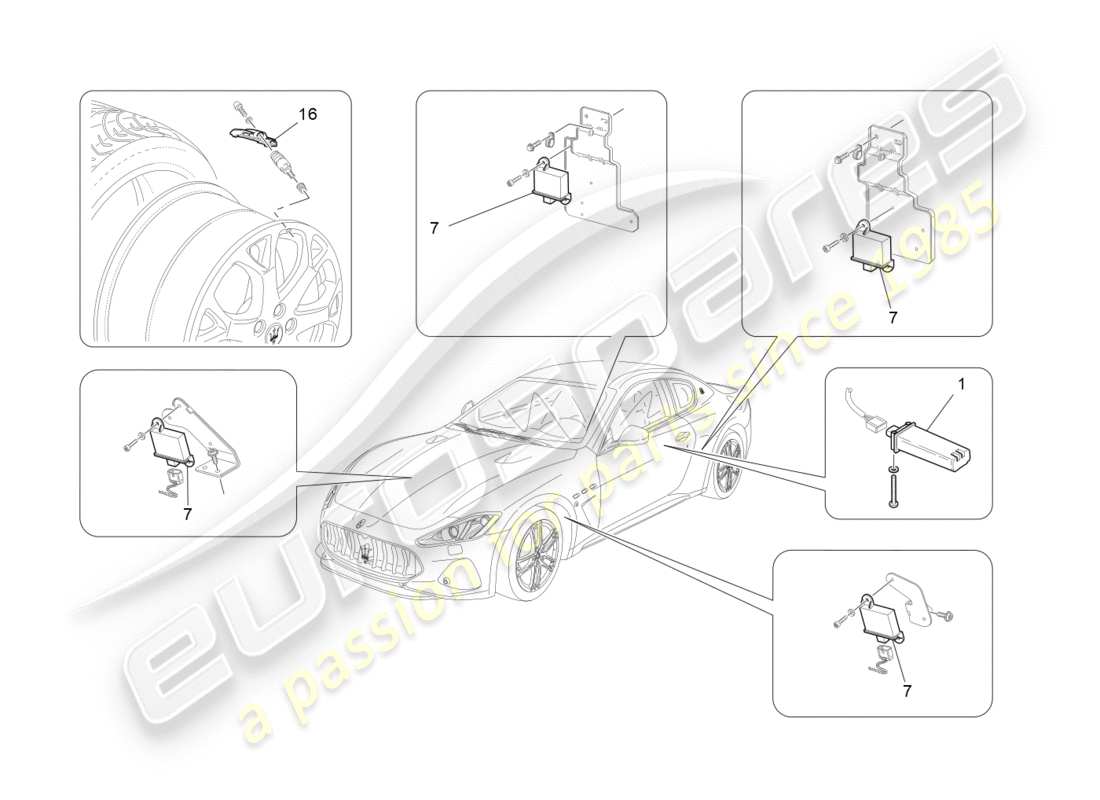 a part diagram from the maserati granturismo s (2018) parts catalogue