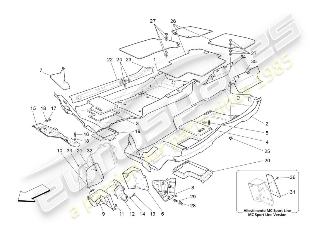 VIEW PARTS DIAGRAMS FROM THE MASERATI GRANTURISMO PARTS CATALOGUE a part diagram from the maserati granturismo parts catalogue