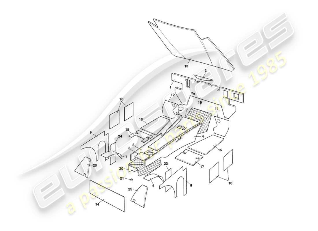 a part diagram from the aston martin v8 coupe parts catalogue