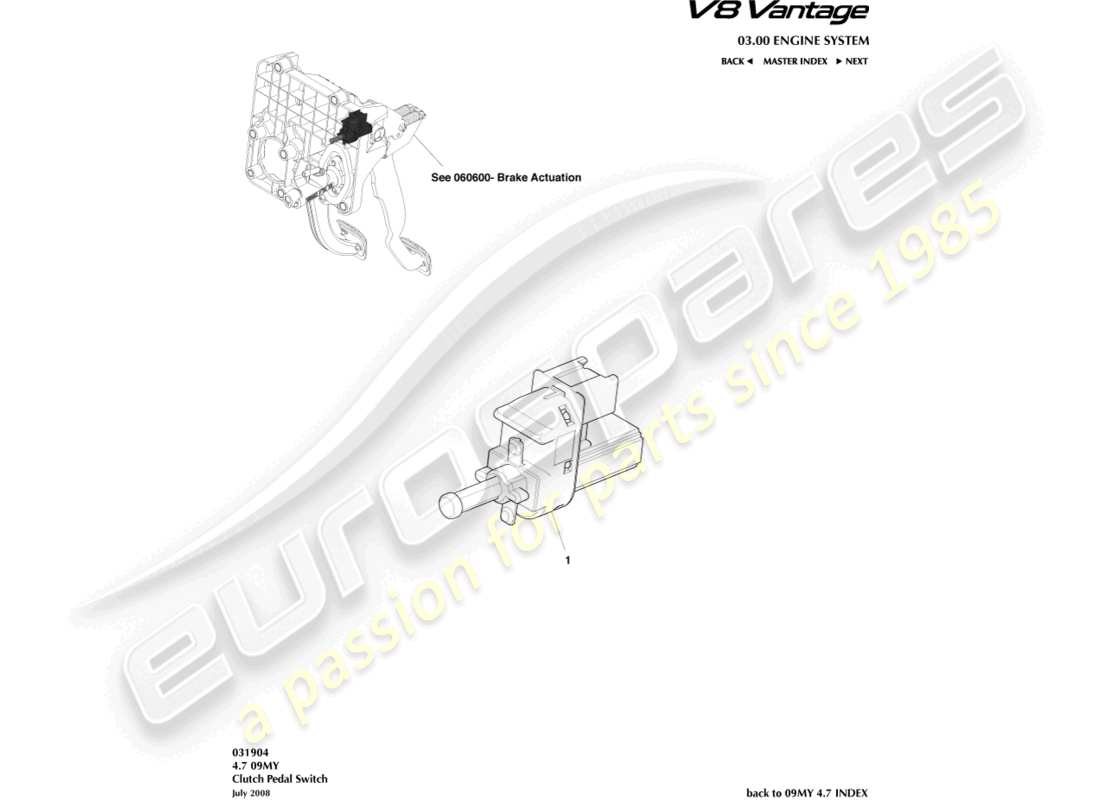 a part diagram from the aston martin v8 vantage (2014) parts catalogue