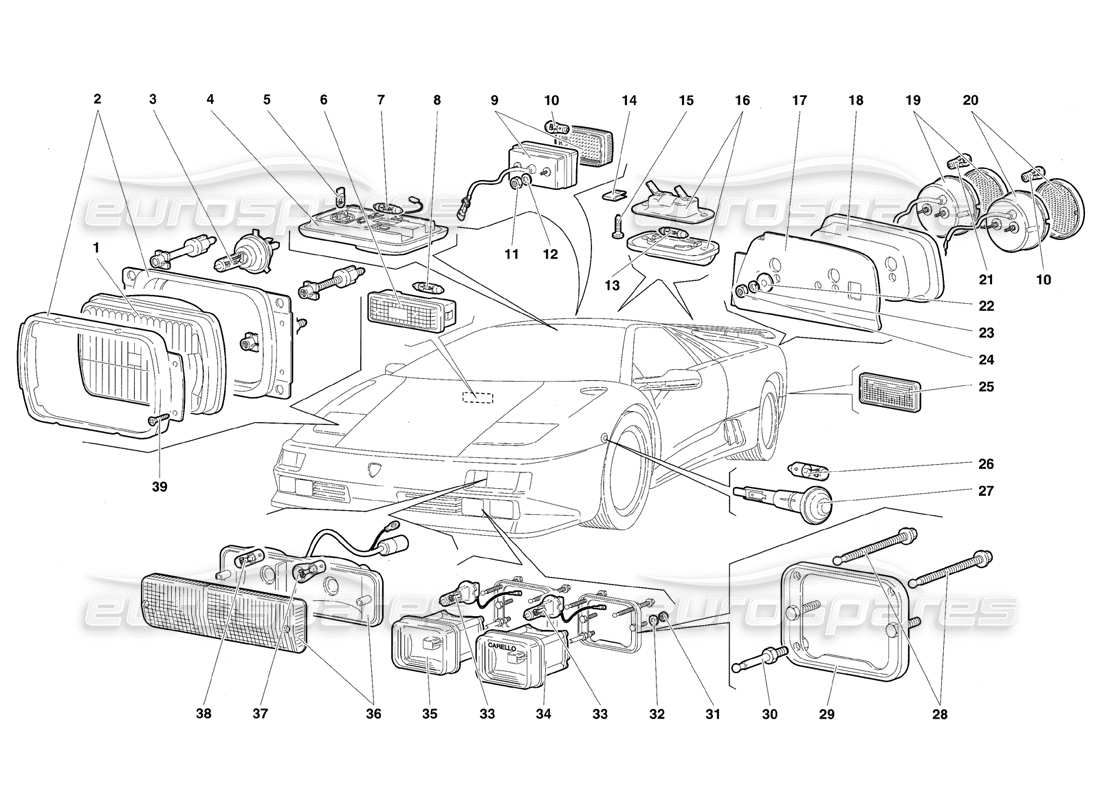 a part diagram from the lamborghini diablo parts catalogue