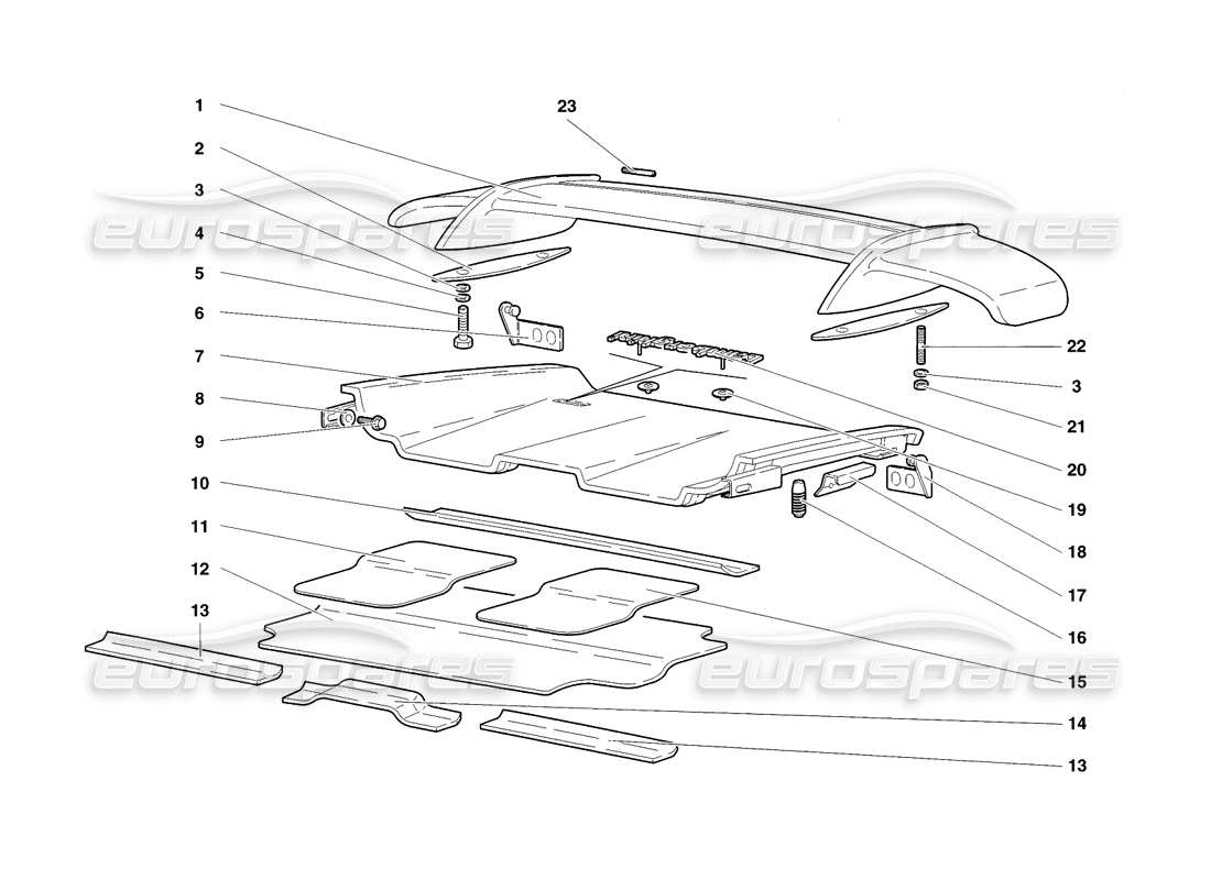 a part diagram from the lamborghini diablo sv (1998) parts catalogue