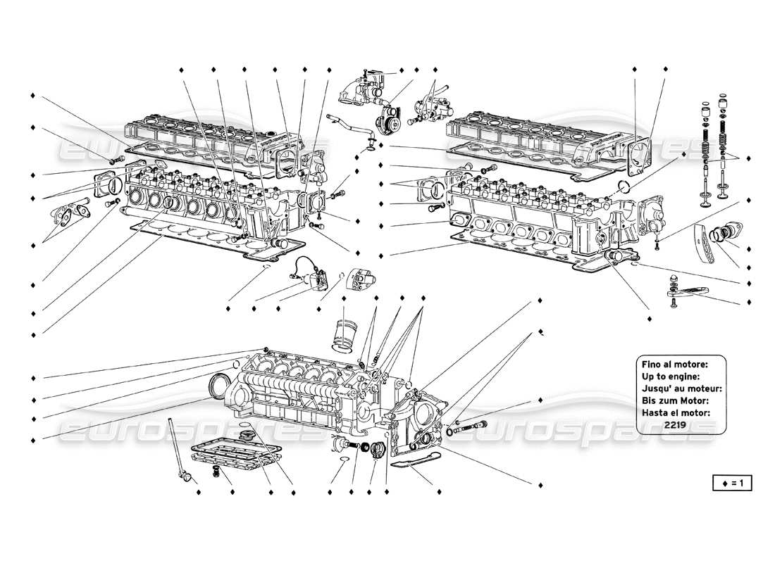 a part diagram from the lamborghini diablo sv (1999) parts catalogue