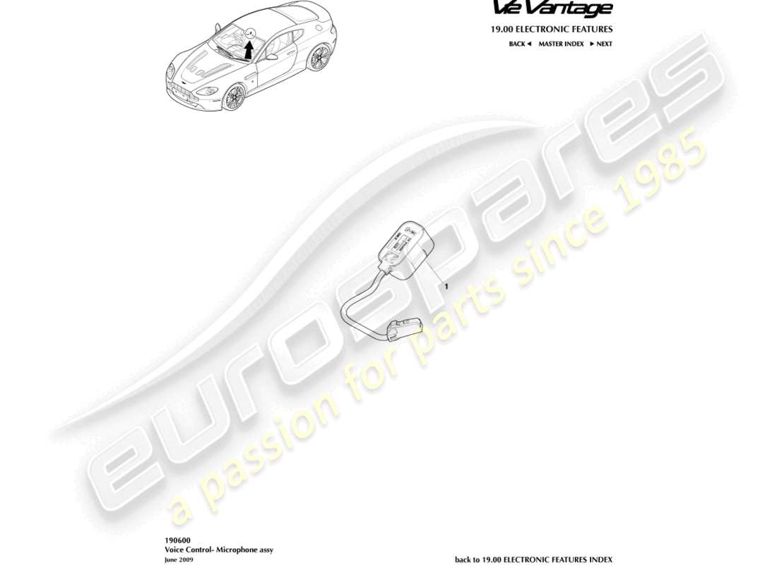 a part diagram from the aston martin v12 vantage (2011) parts catalogue