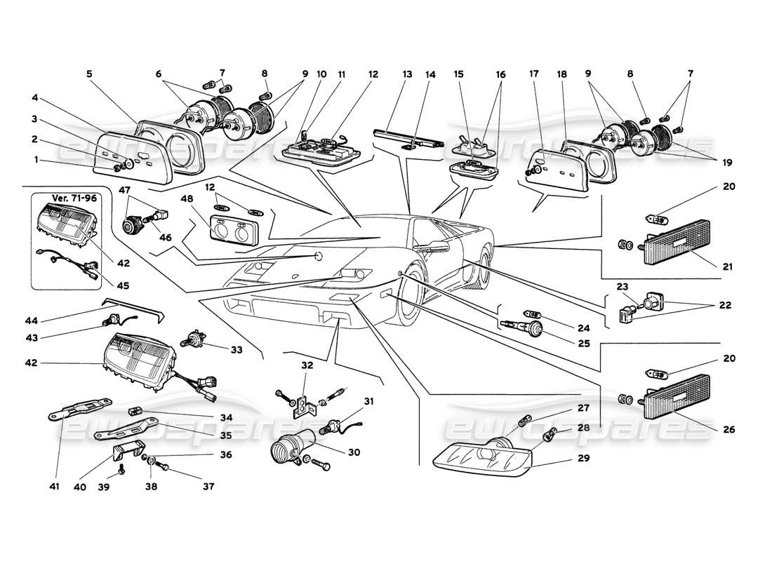 a part diagram from the lamborghini diablo 6.0 (2001) parts catalogue