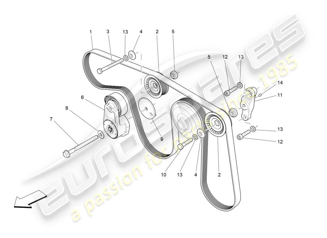 a part diagram from the maserati quattroporte m156 (2014 onwards) parts catalogue