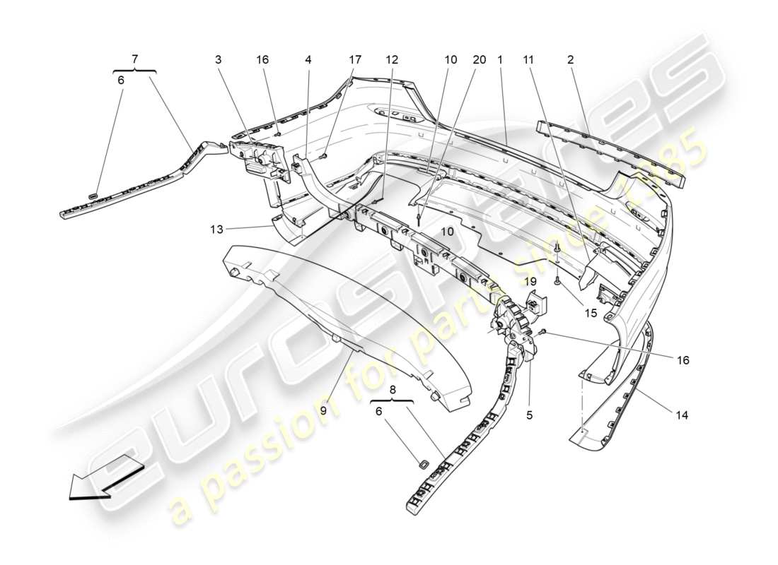 a part diagram from the maserati quattroporte m156 (2014 onwards) parts catalogue