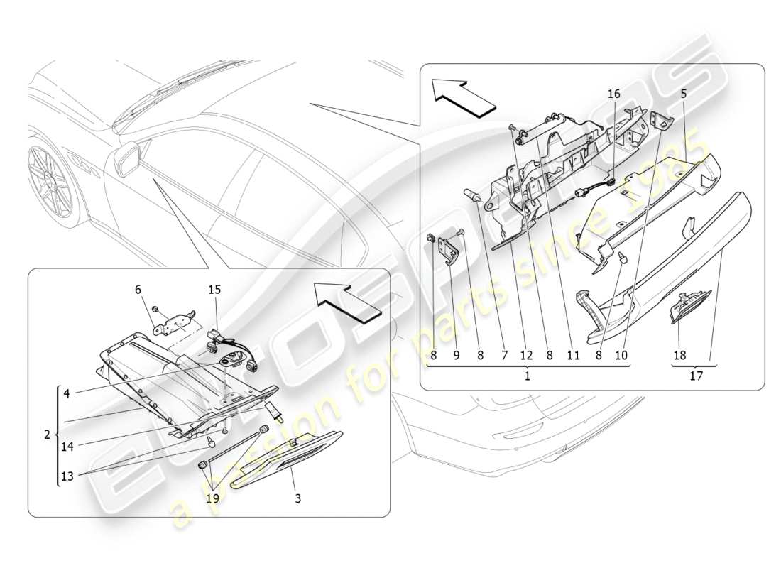 a part diagram from the maserati qtp 3.0 tds v6 275hp (2015) parts catalogue