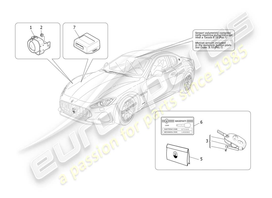 a part diagram from the maserati granturismo sport parts catalogue