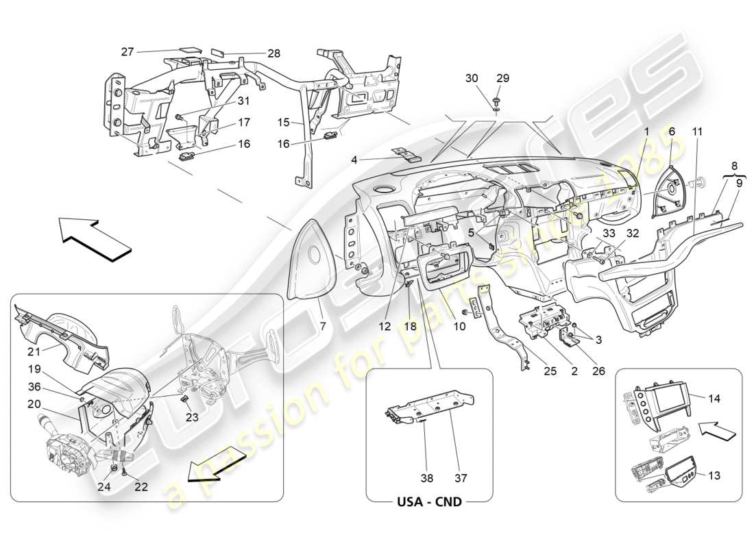 a part diagram from the maserati granturismo (2015) parts catalogue
