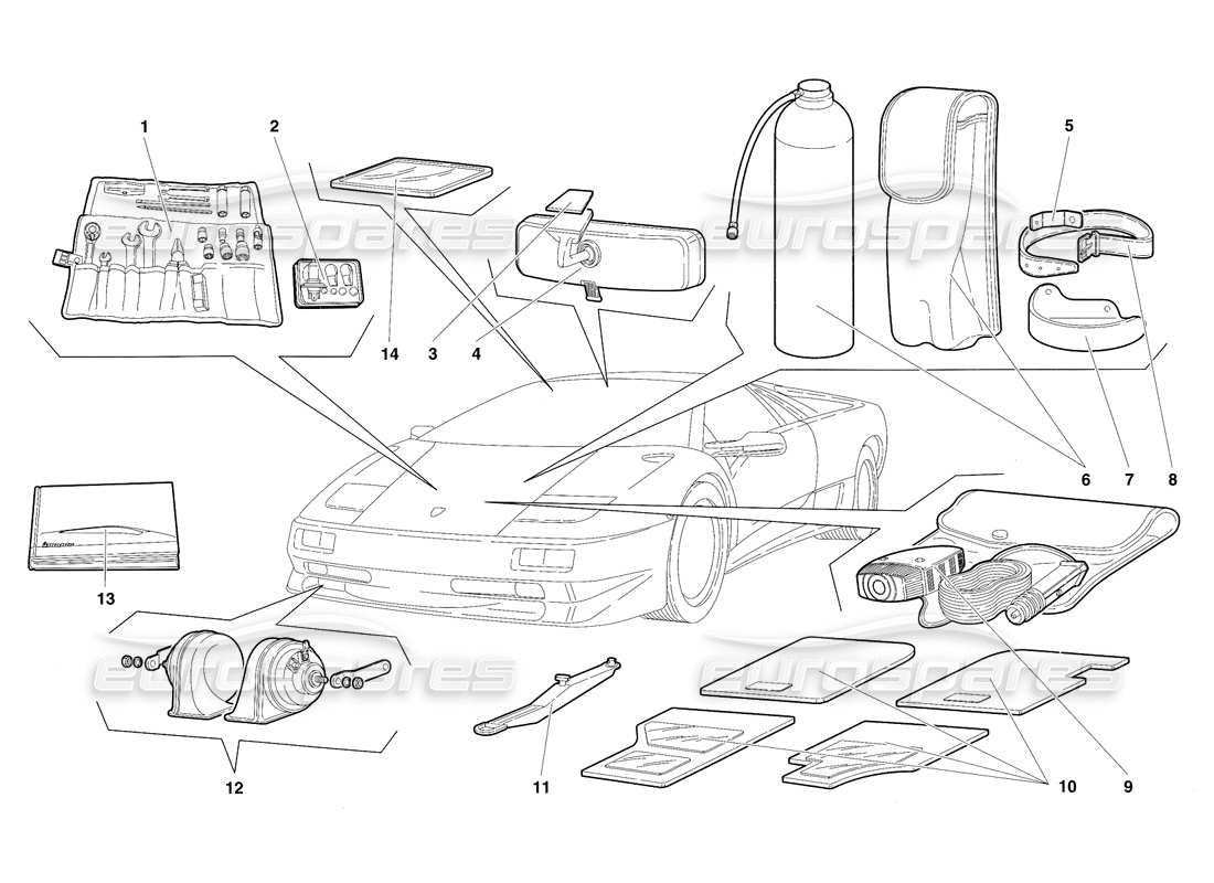 VIEW PARTS DIAGRAMS FROM THE LAMBORGHINI DIABLO PARTS CATALOGUE a part diagram from the lamborghini diablo parts catalogue