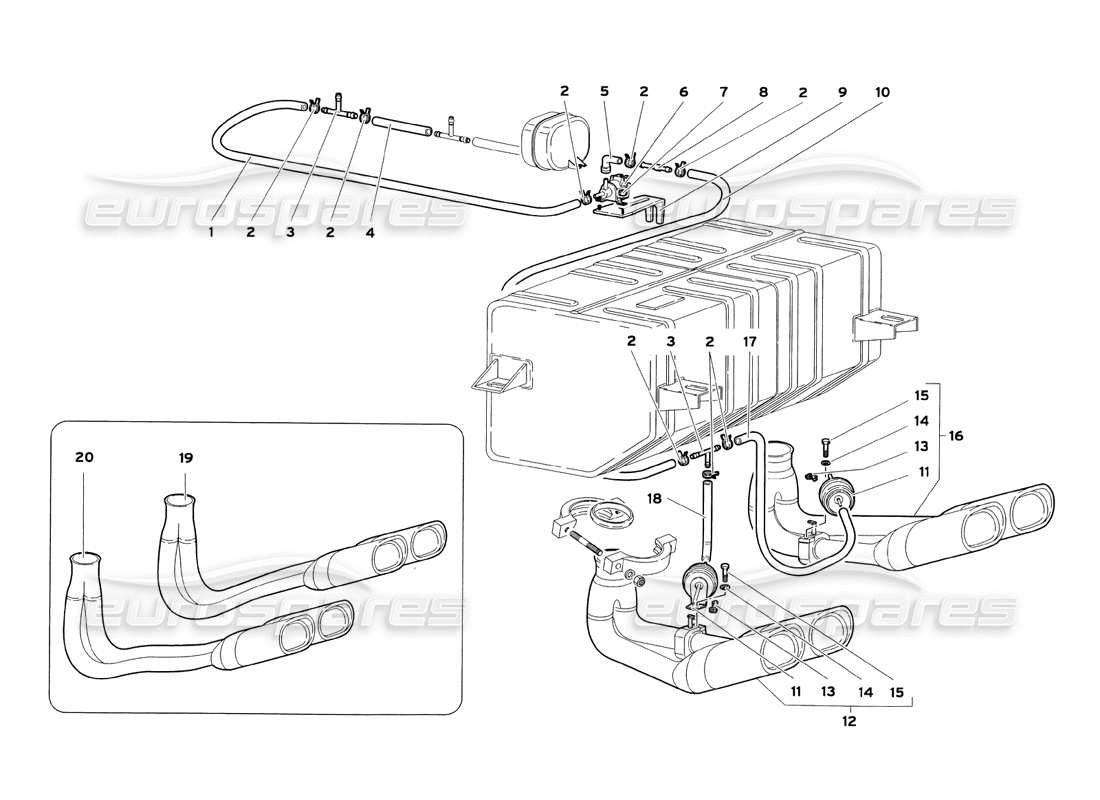a part diagram from the lamborghini diablo sv (1999) parts catalogue
