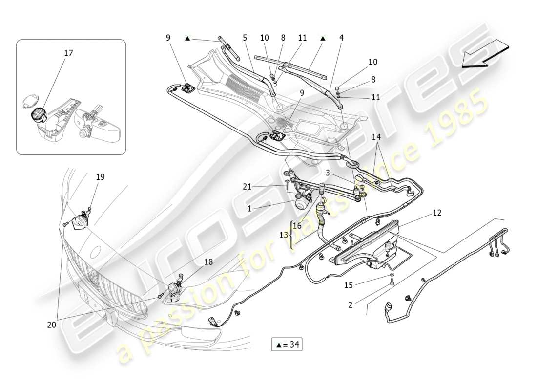 a part diagram from the maserati qtp 3.0 bt v6 410hp (2014) parts catalogue