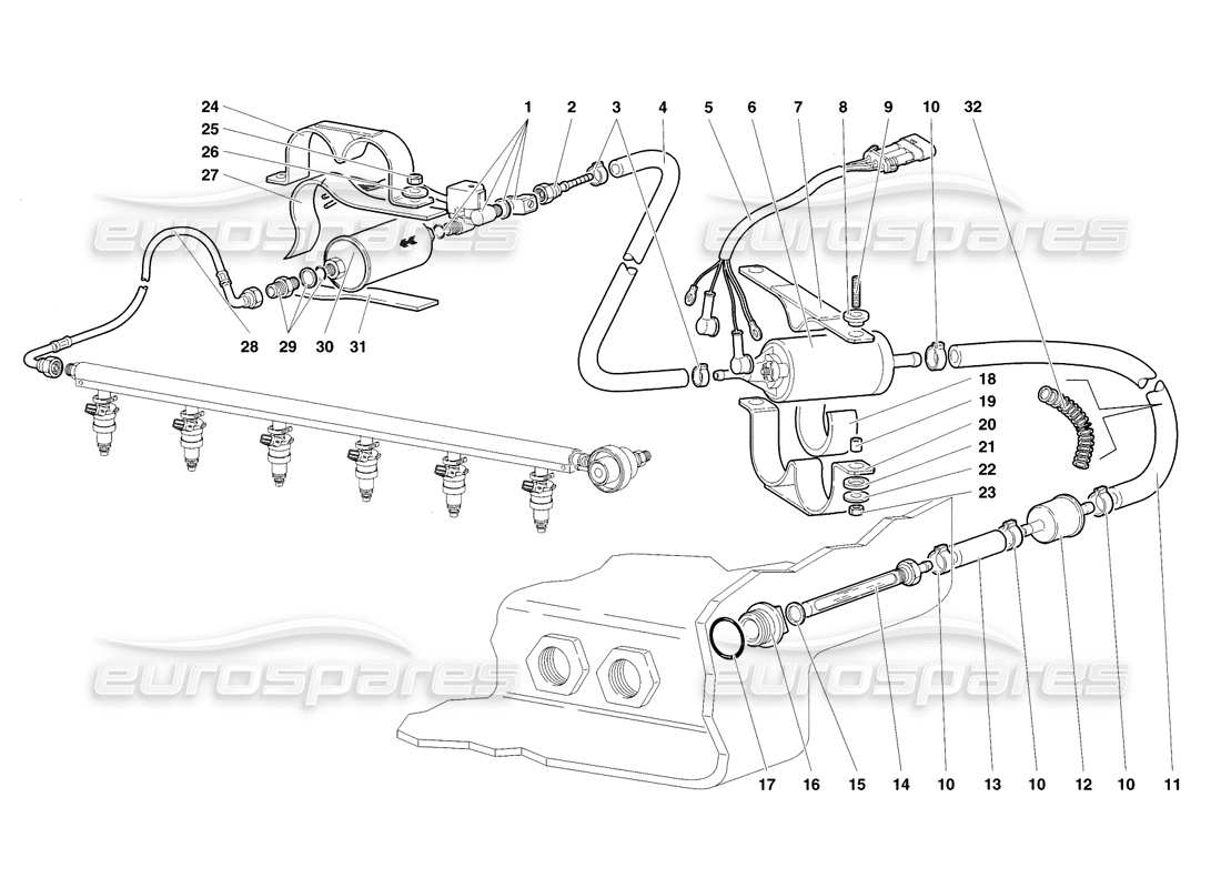 a part diagram from the lamborghini diablo sv (1998) parts catalogue
