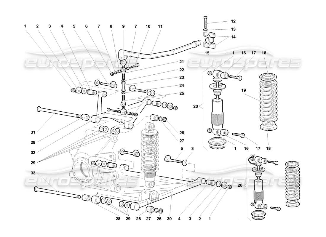 a part diagram from the lamborghini diablo sv (1998) parts catalogue