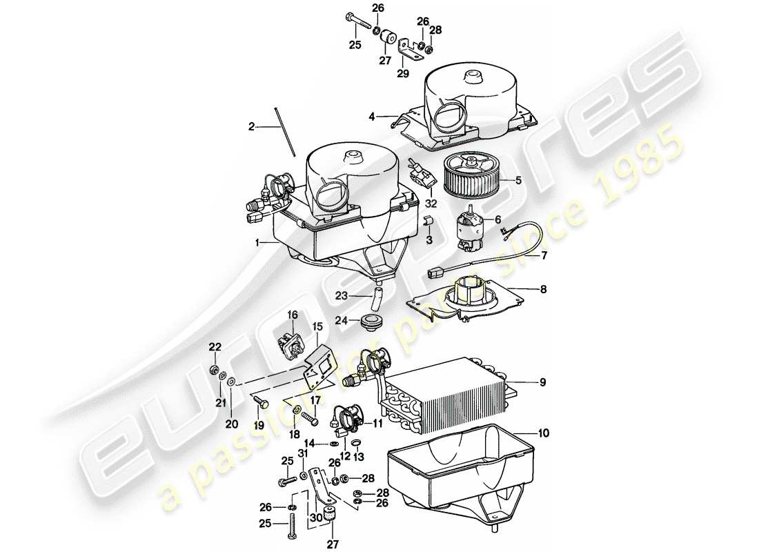 porsche 1986 (924s) air conditioner parts diagram