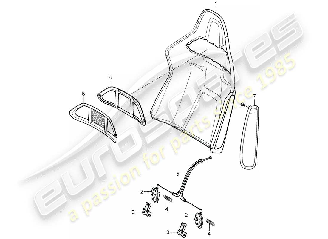 porsche 2008 (997-1) backrest shell parts diagram