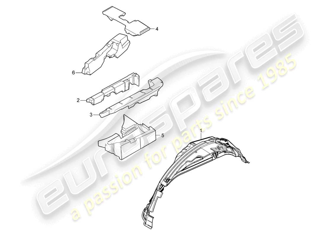 porsche 2010 (cayenne e1 9pa) sound absorber for luggage compartment floor parts diagram