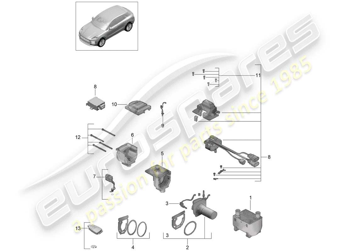 porsche 2020 (macan) auxiliary heater heater unit repair set parts diagram