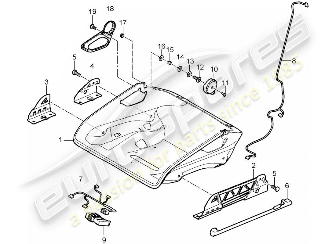 porsche 2009 997-2 turbo / gt2 seat parts diagram
