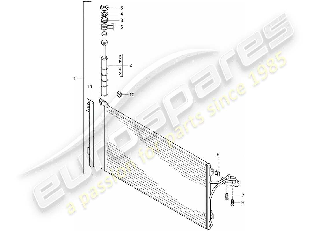 porsche 2007 (cayenne e1 9pa) condenser air conditioning part diagram