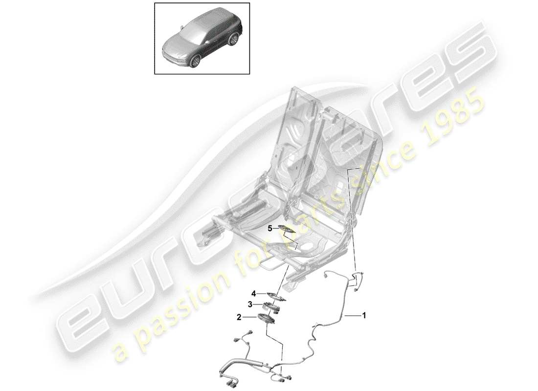 porsche 2018 (cayenne e3 9ya/9yb) wire set rear seat standard seat comfort seat sports seat parts diagram