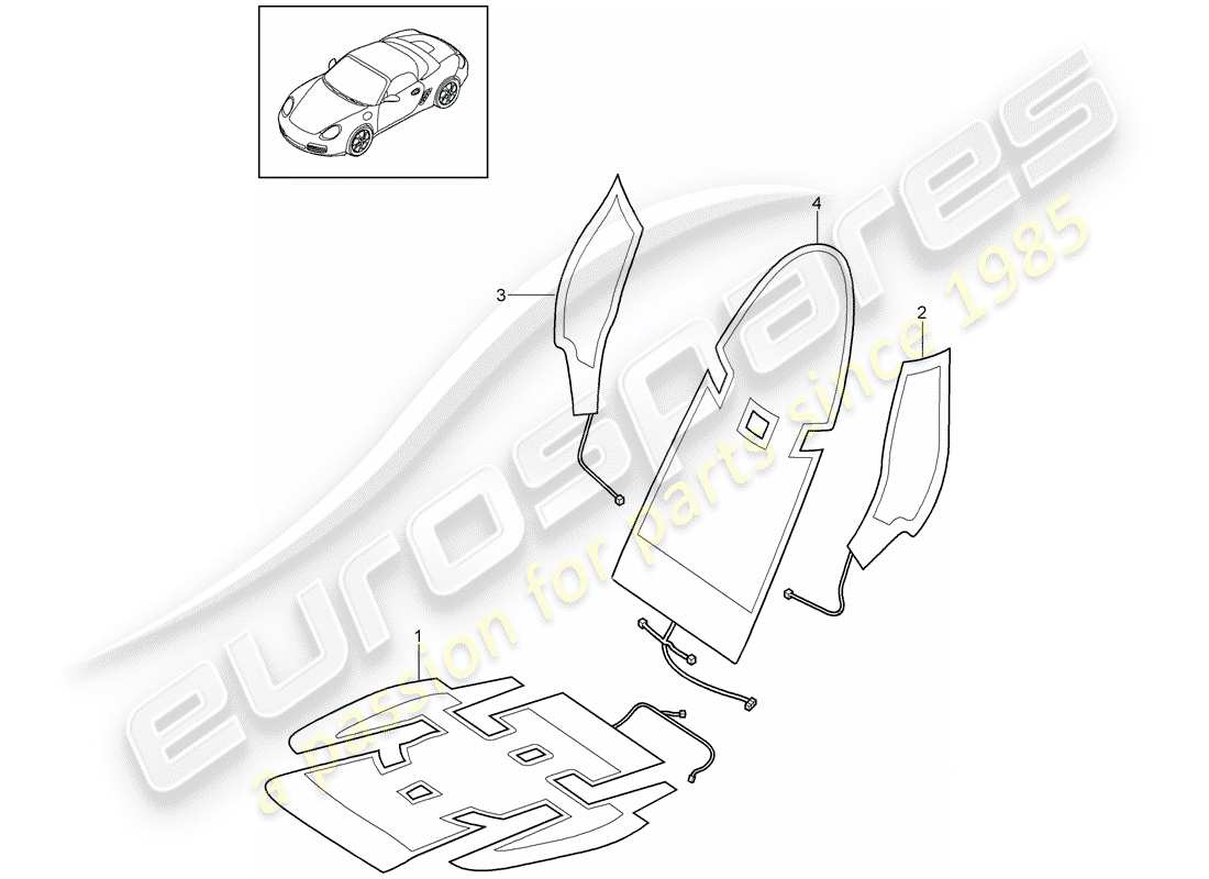 porsche 2012 (987 boxster) heater front seats parts diagram