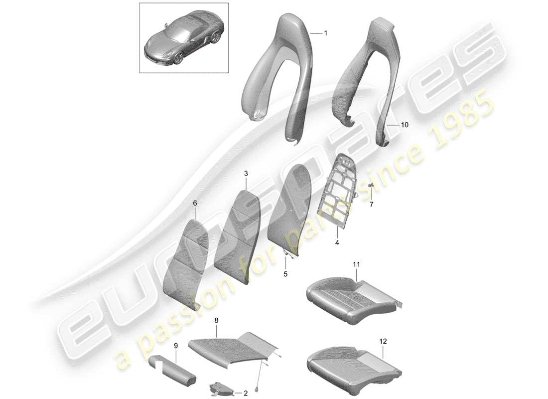 porsche 2013 (981 boxster) foam part seat and backrest cover sports seat plus d - mj 2012>> parts diagram