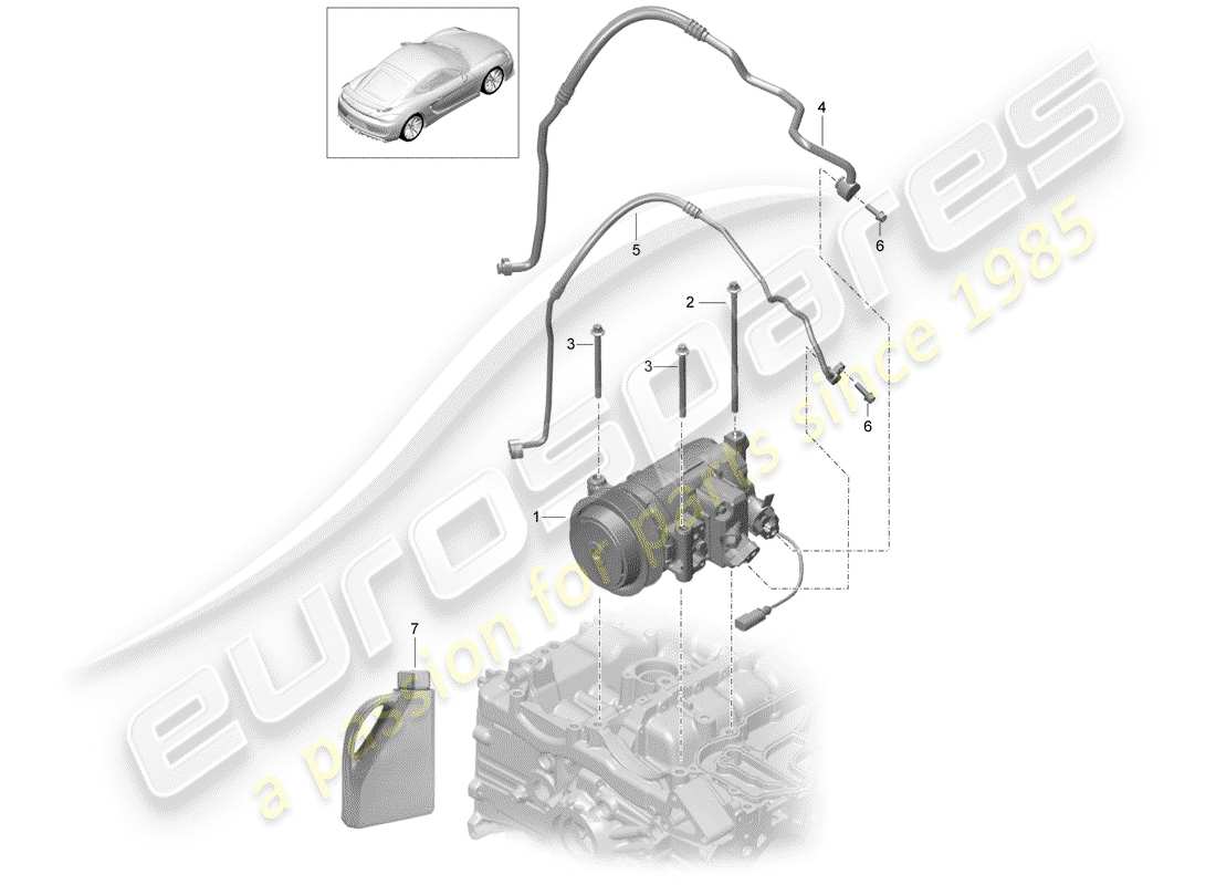 porsche 2016 (981 cayman gt4) compressor air conditioning part diagram