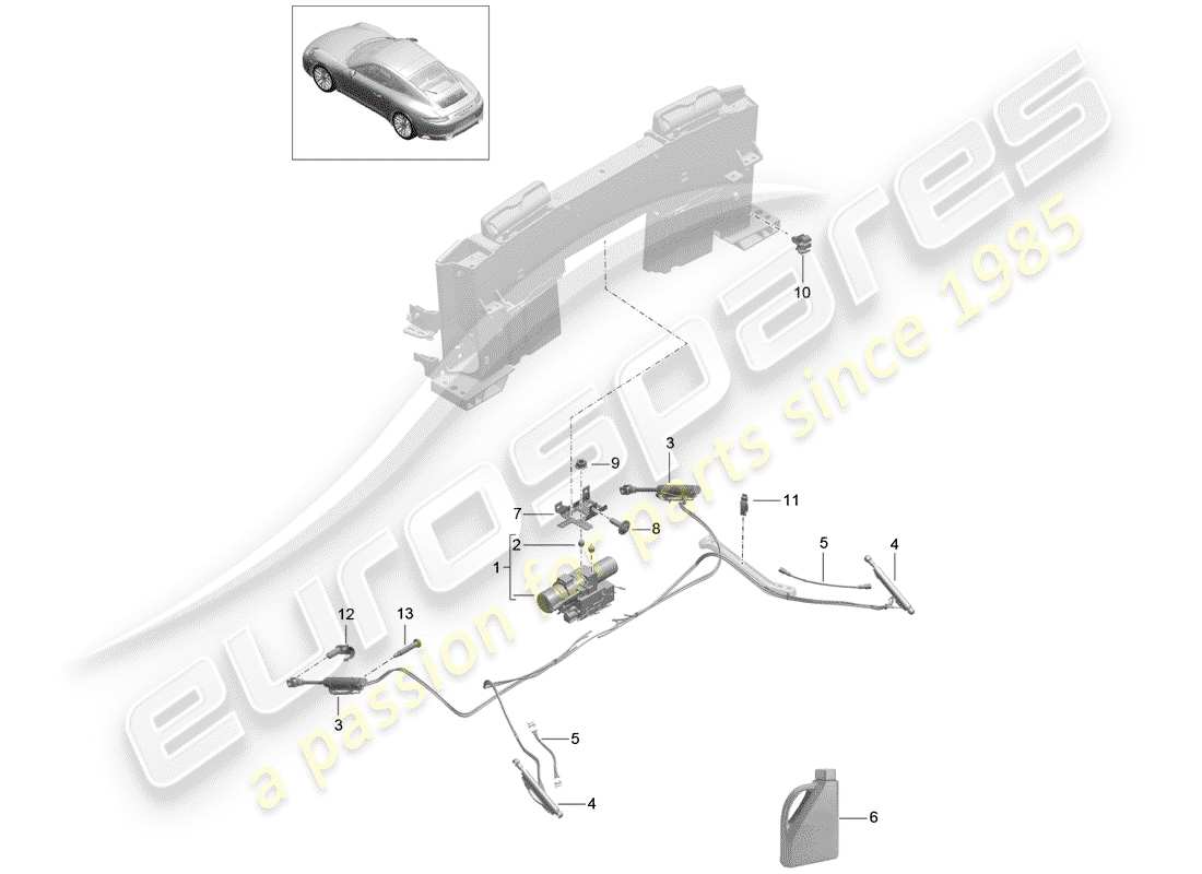 porsche 991 gen. 2 (2020) top stowage box parts diagram
