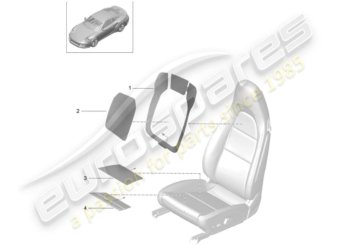 porsche 2016 (991-1 turbo) heater element backrest bolster heater elem. backrest heater element seat and seat side heater element d - mj 2017>> part diagram