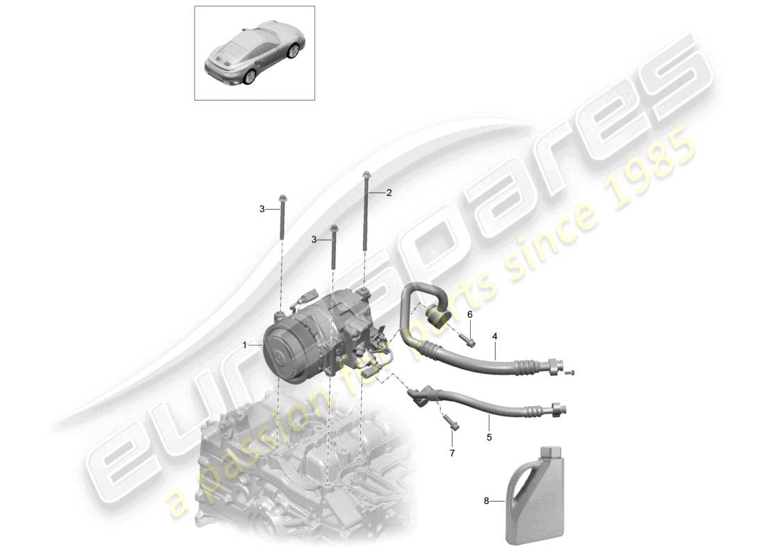 porsche 2016 (991-1 turbo) compressor air conditioning r134a part diagram
