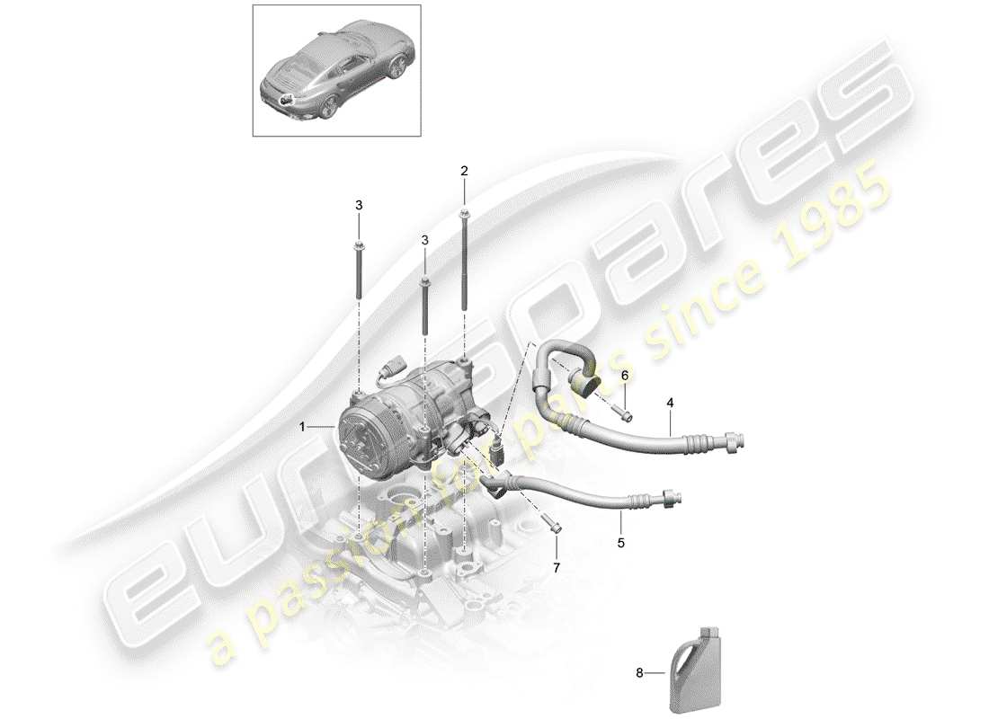 porsche 2015 (991-1 turbo) compressor air conditioning r1234yf d - mj 2017>> part diagram