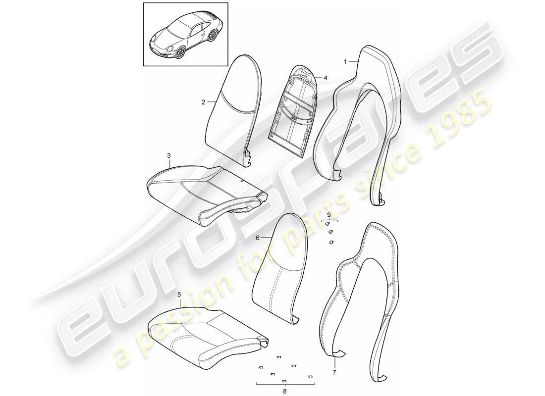porsche 2012 (997-2) foam part parts diagram