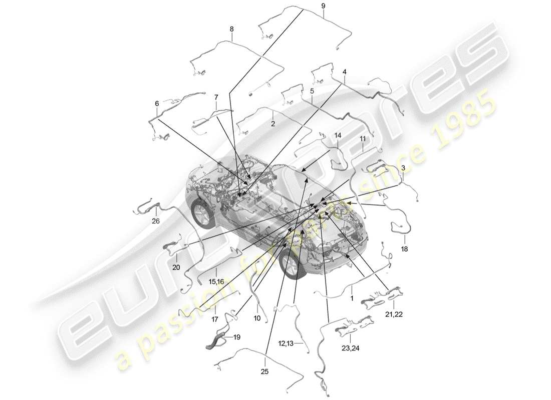 porsche 2017 (macan) single wire connecting line aerial aerial amplifier d - mj 2017>> part diagram