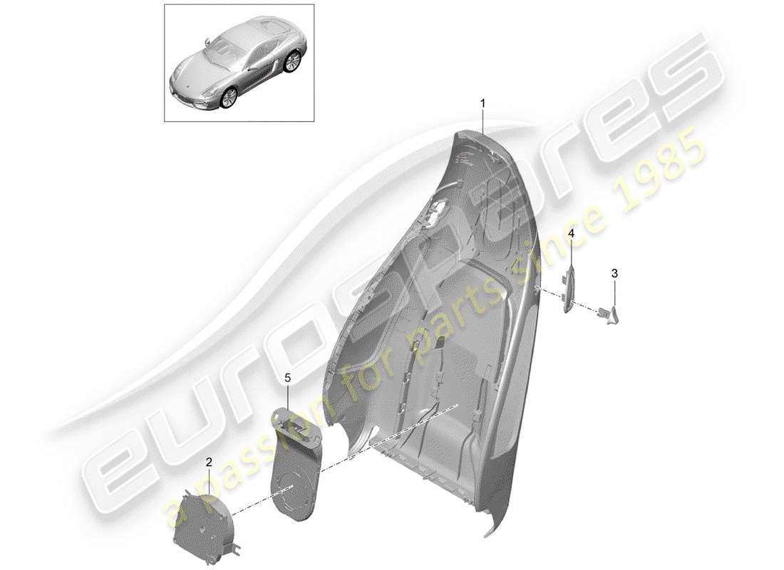 porsche 2014 (981 cayman) backrest shell sports seat plus accessories part diagram