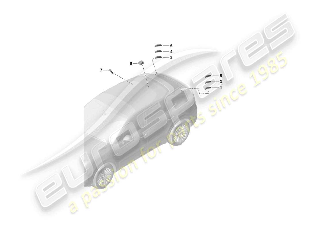 porsche 2018 (cayenne e3 9ya/9yb) aerial amplifier aerial connection line data connection line parts diagram