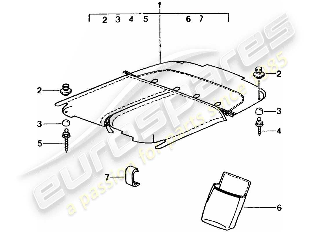 porsche 2007 (tequipment) tonneau cover parts diagram