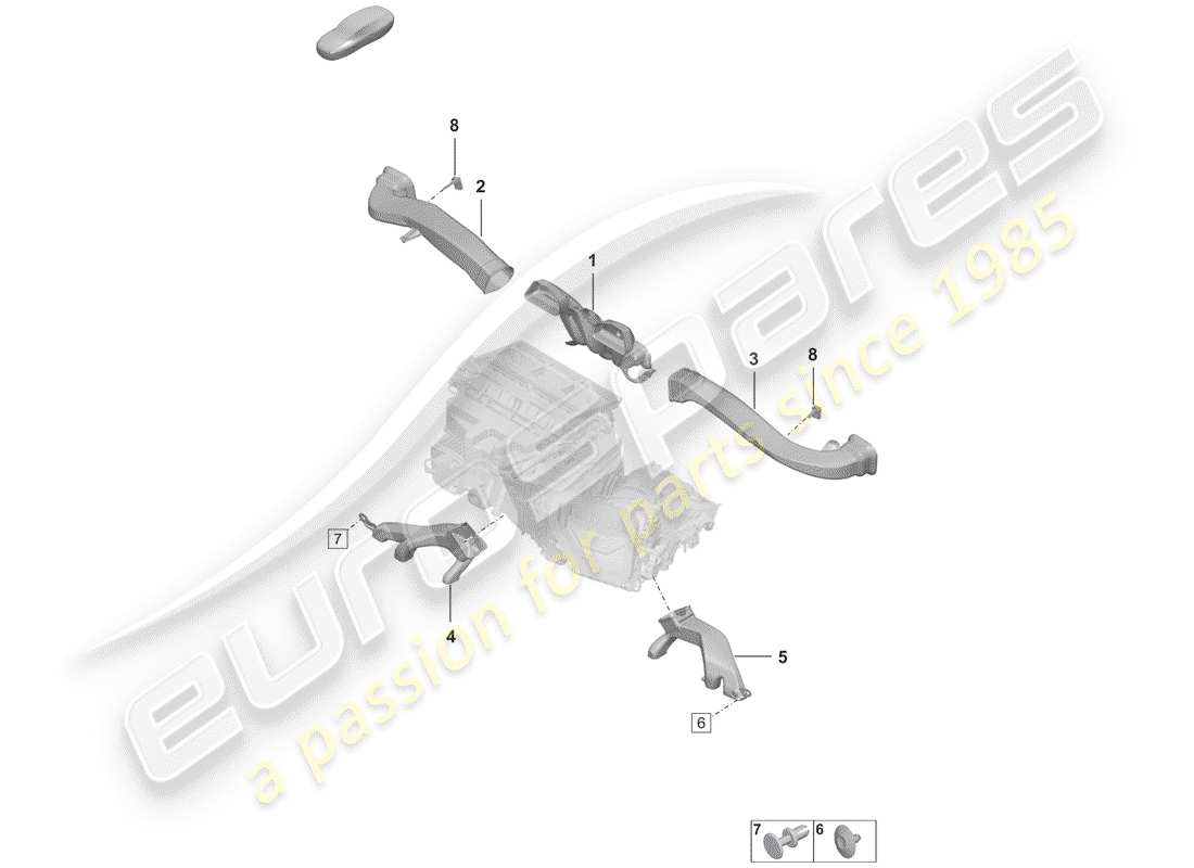 porsche 2020 (992-1) air conditioning interior air guide parts diagram