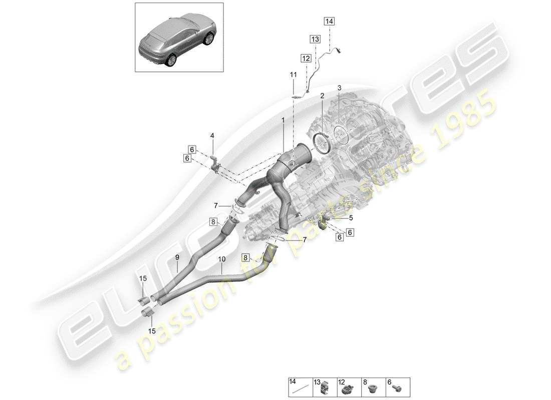 porsche 2020 (macan) catalytic converter lambda probe parts diagram