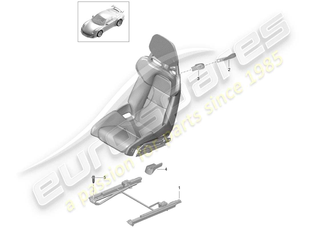 porsche 2015 (991-1 r/gt3/rs) bucket seat folding (complete) no longer available part diagram