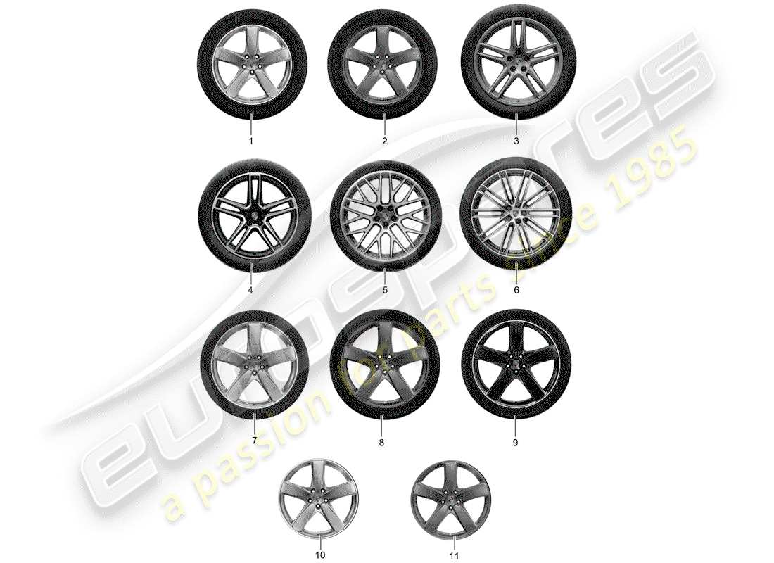 porsche 2014 (tequipment macan) 1 set aluminium rims with parts diagram