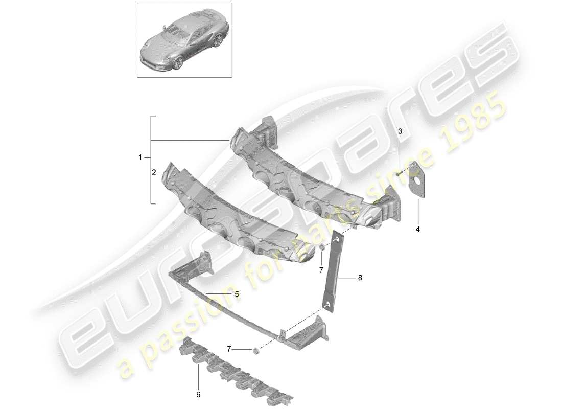 porsche 2015 (991-1 turbo) bumper carrier front part diagram