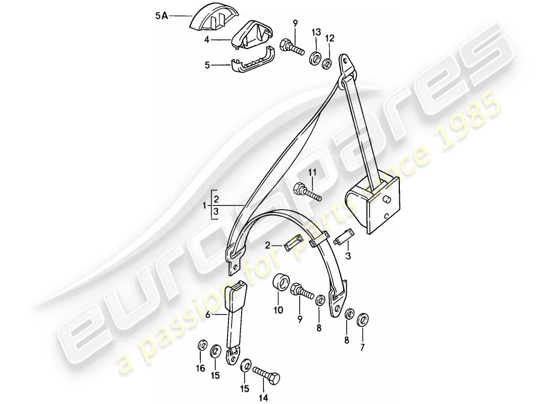 porsche 1986 (944) seat belt part diagram