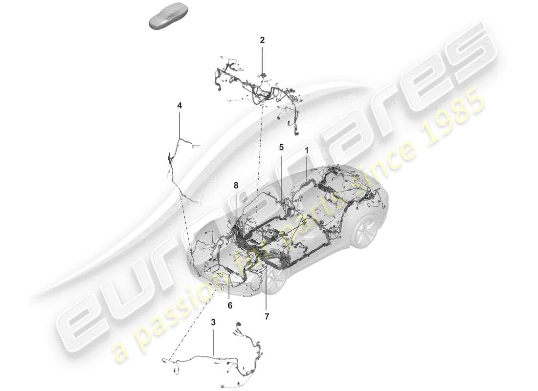 porsche 2019 (992-1) wire set bumper front end part diagram